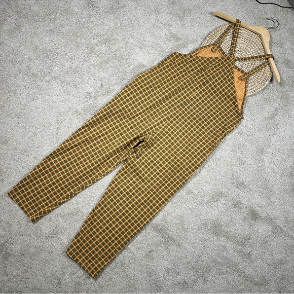 Known Supply Women’s Organic Cotton Cadence Overall Retro in Apricot Plaid M - Picture 6 of 14